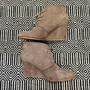 Brown Suede Wedge Booties - 8.5 - LIKE NEW!